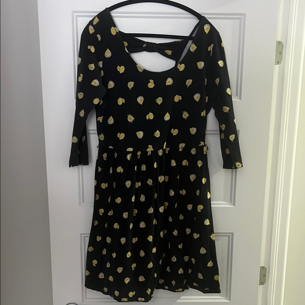 Chic Black Dress with Lemon Pattern